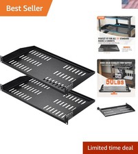 2PCS 1U Server Rack Shelf - Heavy-Duty Vented Rack Mount Tray for Equipment