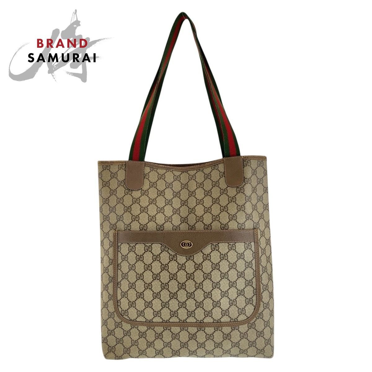 GUCCI Vintage Old Gucci Sherry Line Beige GG Supreme Canvas 39 02 003 Tote Bag U