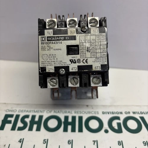SQUARE D 8910DPA43V14 CONTACTOR 50 AMP, 600V 40 LB-in