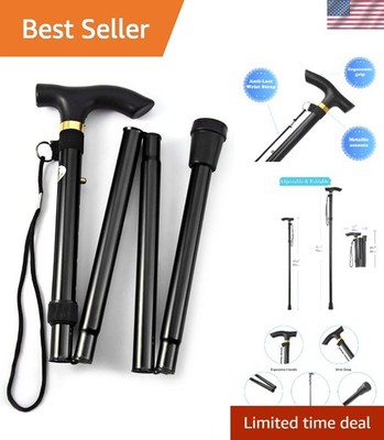 Elegant Folding Travel Cane - Adjustable Aluminum Walking Stick with Rubber Tip