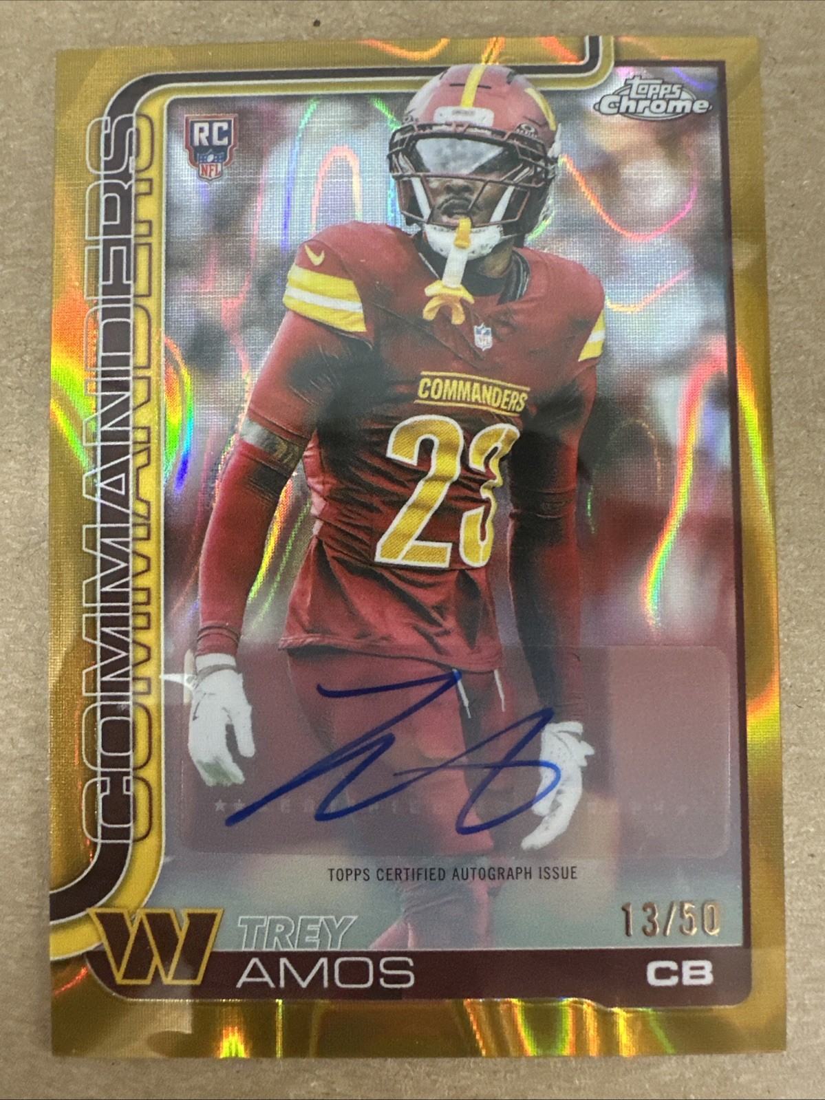 2025 Topps Chrome Trey Amos #RA-TA  RC Gold Auto Variation /50 Washington -TCCCX