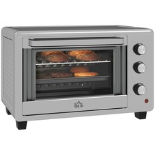 HOMCOM 30L Mini Oven with Adjustable Temperature, 60 Min Time 1600W, Silver