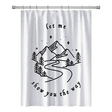 RV Shower Curtain 47x64 Inch Forest Mountain Happy Camper with Hooks White