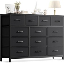 Large Chest of Drawers Bedroom, Contains 13 Large Fabric Drawers, Black Draw...