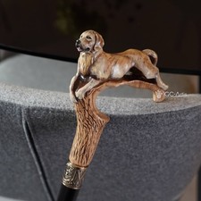 Labrador / Retriever Dog Luxury Walking Stick Cane Light Wood  black shaft