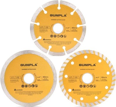 Gunpla 3 Pieces 4-1/2 inch Diamond Cutting Blade Continuous Segmented Turbo Rim