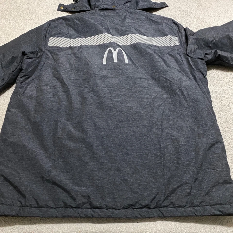 McDonalds Mens 2XL Jacket Gray Employee Full Zip Quilt Lined Parka Hooded Winter - Image 2 of 4