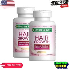 Nature  s Bounty Hair Growth 90 Caps 1 Daily Supports Strong Healthy-Pack of 2