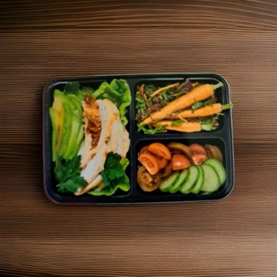 5er Set Meal Prep Boxen mit 3 Fächer Deckel Container Frischhaltedosen Lunchbox