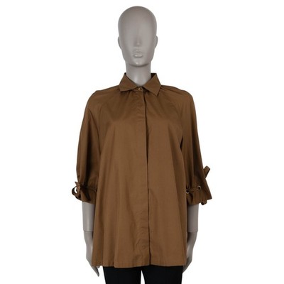 72437 auth MAX MARA bronze brown cotton 2023 GIGI POPLIN Shirt 36 S