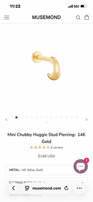 Massiver Weißgold 14k Mini Döbel flache Rückseite Ohrring