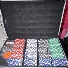 Poker Chip Set w/ Carrying Case, Assorted Chips, Dice & Cards, 2-10 Players
