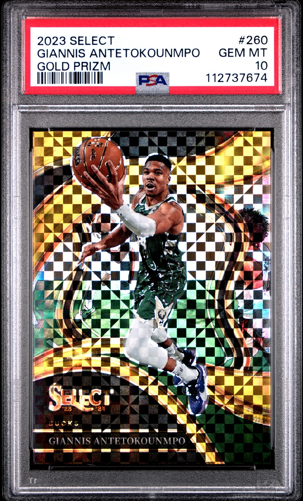 2023 PANINI SELECT GOLD PRIZM #260 GIANNIS ANTETOKOUNMPO 1/10 PSA 10