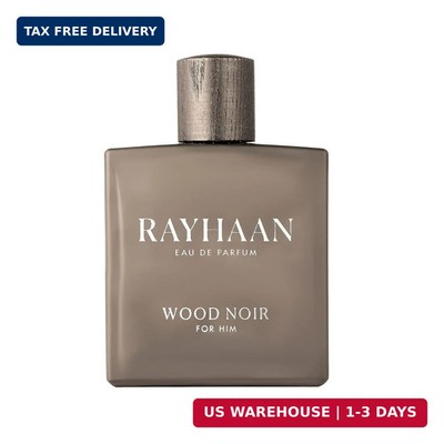 Rayhaan Wood Noir Eau de Parfum Spray for Men, 3.4 Ounce