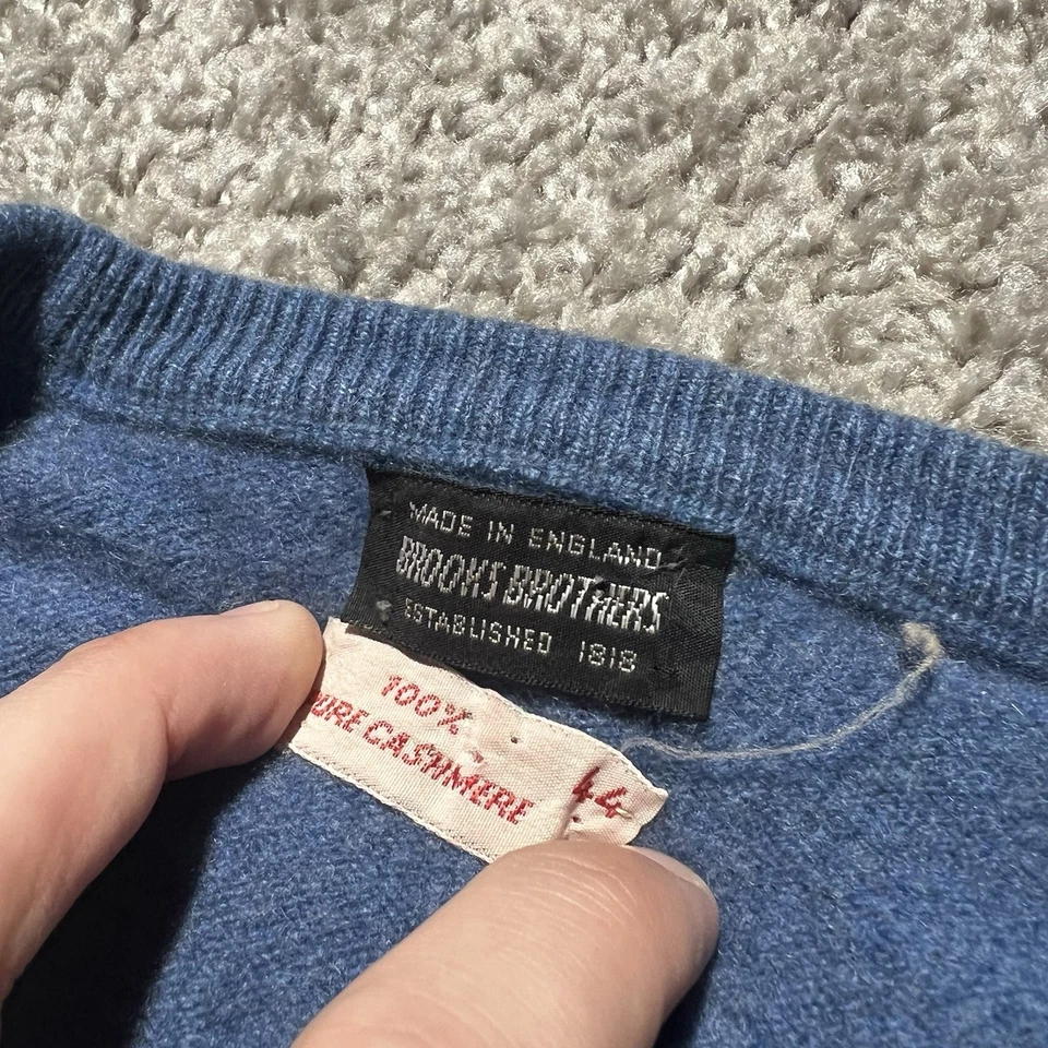 Настоящий винтажный кашемировый свитер пуловер Brooks Brothers 1960-е синий 44 размер Small Fit - Изображение 2 из 4