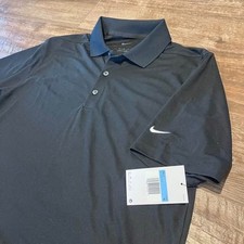 NWT Nike Dri-FIT Polo Mens Medium Black Golf Shirt Performance Short Sleeve