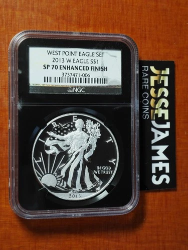 2013 W SILVER EAGLE NGC SP70 ENHANCED FINISH FROM THE WEST POINT EAGLE SET