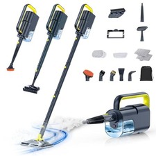 10-in-1 Steam Mop with Detachable Handheld Steamer, 350ml Tank, 10s Dark Grey
