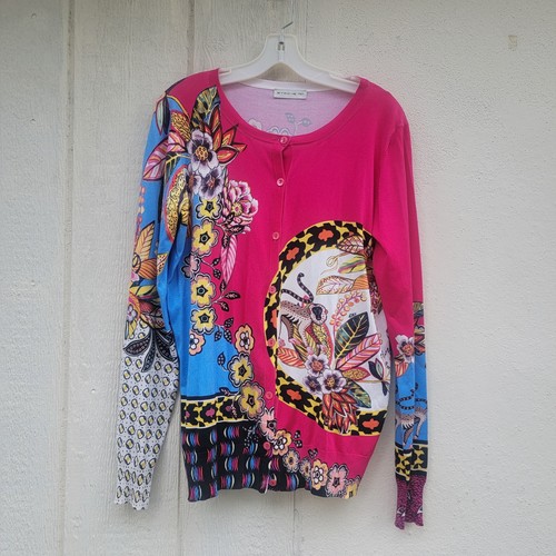 Etro, Etro printed button front silk blend cardigan Floral Wmns Sz 48