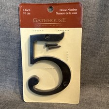 Gate House 4 Inch Black Zinc Number 5 NIP