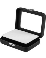 Novel Box Black Leatherette Glass Top Gem Box Loose Stone Jewelry Case Display