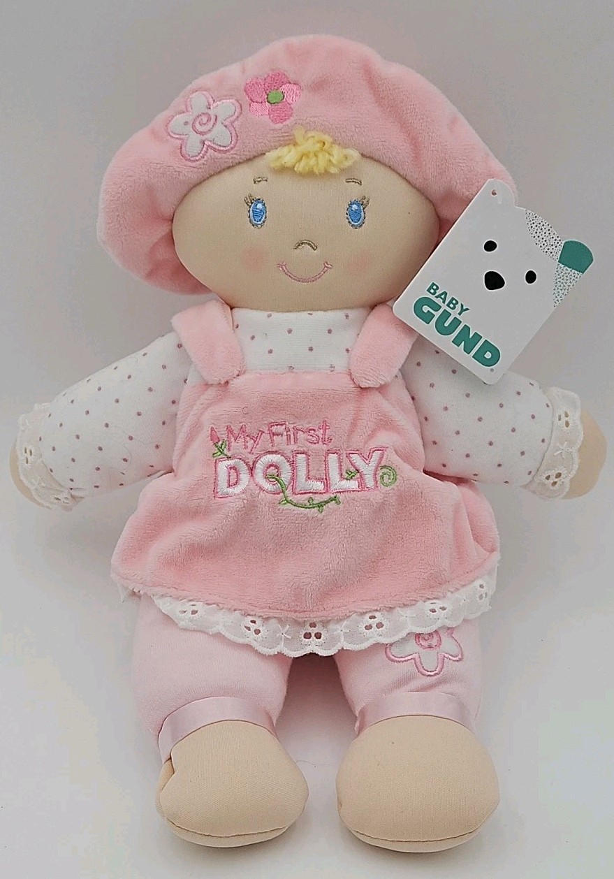GUND Baby My First Dolly - Blonde Hair Pink Plush Doll NWT