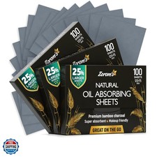 Natural Oil Blotting Sheets for Face with Bamboo Charcoal - 25 Larger - 3pk/...