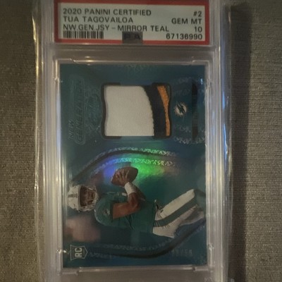 2020 Panini Certified Tua Tagovailoa Mirror Teal RC MEM /50 PSA 10