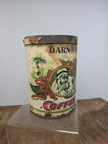 VINTAGE ADVERTISING DARN GOOD BRAND PAPER LABLE COFFEE TIN Unopened - Picture 5 of 7