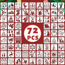 72 PCS 3x3 Inch Christmas Stencils for Painting - Snowflake Santa Claus Christma