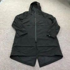 The Arrivals Jacket Mens Medium Black Hooded Fishtail Parka Lightweight Raincoat