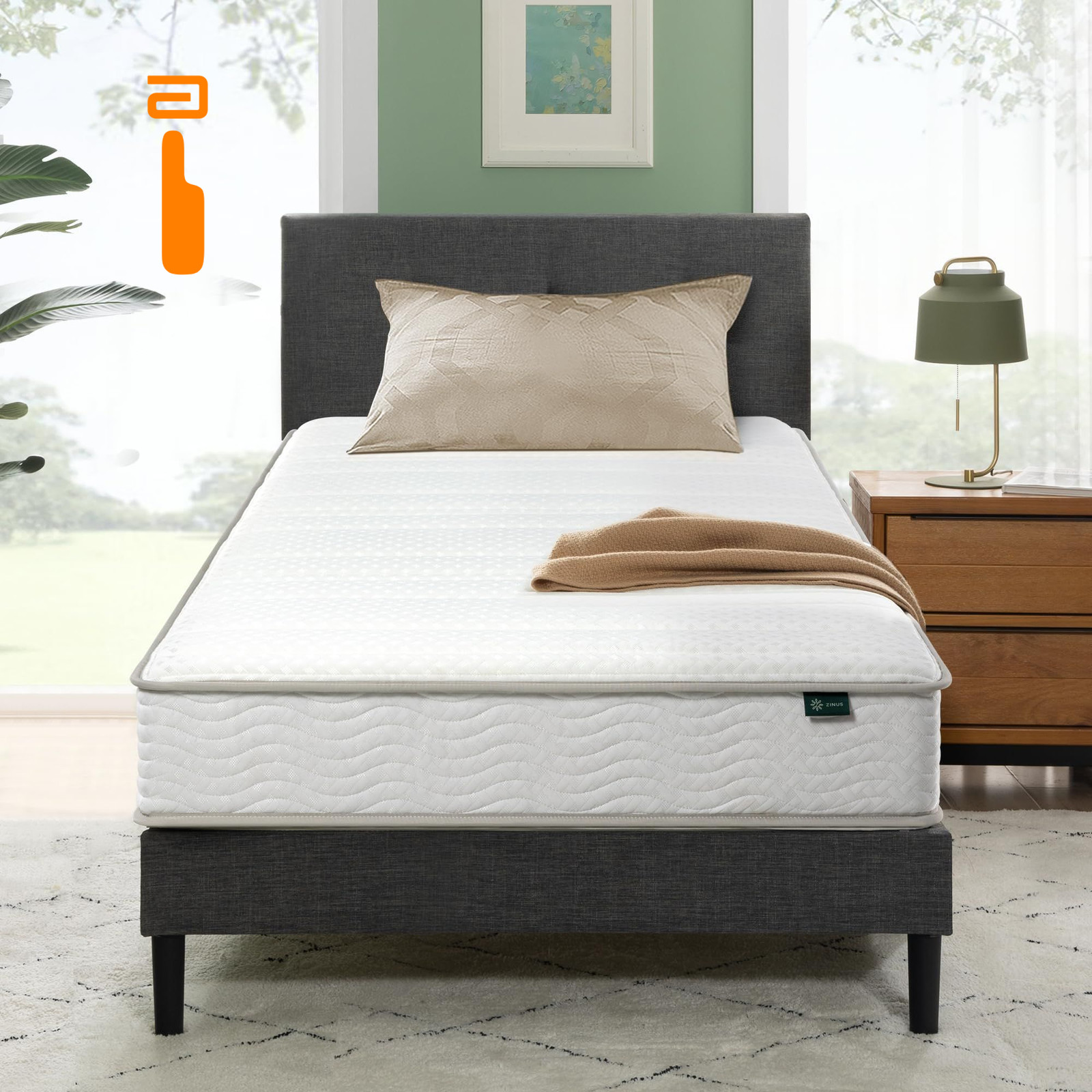 Zinus 8 Inch Foam and Spring Hybrid Mattress [New Version], Twin, White 