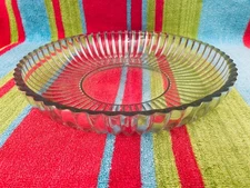 Vintage National Clear by Jeannette Glass Co 12" Shallow Ribbed Serving Bowl