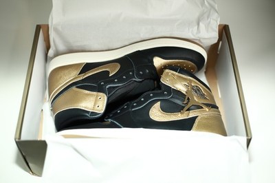 BRAND NEW, AIR JORDAN 1 RETRO OG METALLIC GOLD, BLACK, & WHITE, SIZE 11 SNEAKERS