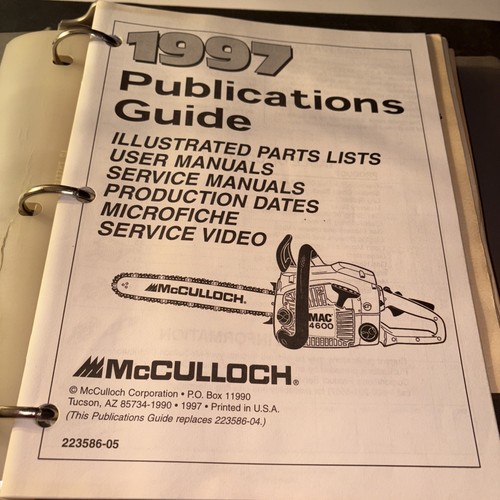 LOTTO VINTAGE DI 2/1997 Pubblicazione Guide & Pub Guide 89’ McCulloch/Parti manuali/ - Foto 13 di 24