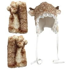 Plush Hat Antler Print Cosplay Prop Super Soft Warm Hat for Daily Wear 