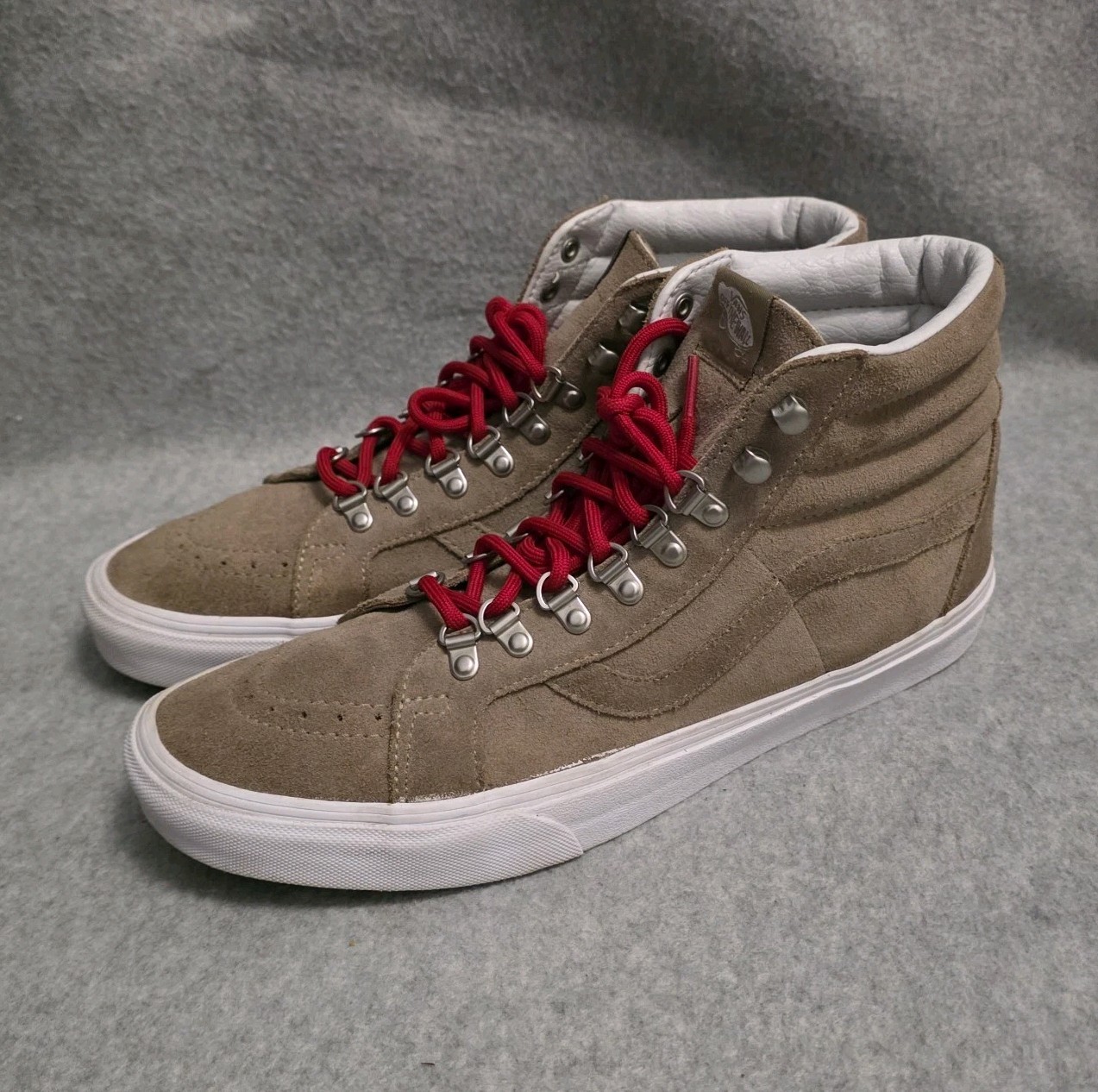 SAOLA Sneakers VANS Sk8 Hi Hi Hiker scamosciate marroni con lacci rossi (uomo taglia 12 donna 13 5)