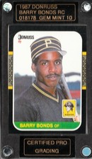 1987 Donruss Bonds Pirates Rookie Certified Pro Grading 10 Gem Mint