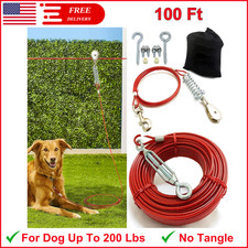 Heavy Duty Aerial Dog Tie Out Trolley System - Dog Run Cable 100ft For Camping