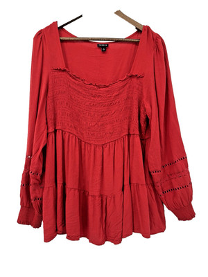 Torrid boho blouse 2X empire waist square neck balloon sleeve cottagecore smock