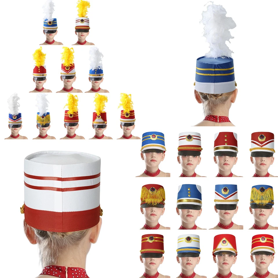Kids Band Major Hat Nutcracker Soldier Hat Drum Hat Cosplay Party Accessories - Image 3 of 4