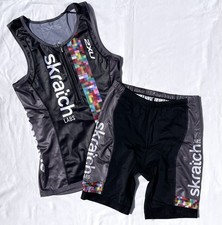 2XU Scratch Labs Tri Set Womens L XL Triathlon Tank Shorts Multicolor Gray Black