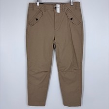 Banana Republic Authentic Chino Tapered Utility Pants Womens 12 Tan Khaki Flap