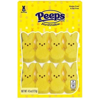Peeps Marshmallow Yellow Bunny 12 Pack 127g | USA Amerika Import