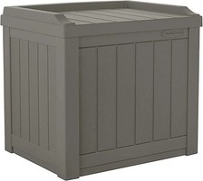 Suncast Outdoor Storage Box - 22 Gallon Stone Gray Resin Outdoor Deck Box with S