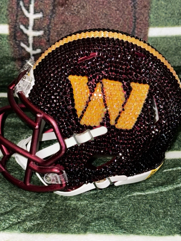 Nuevo Mini Casco de Fútbol Americano WASHINGTON COMMANDERS Estrás Cristal Brillante Foto 4 de 4