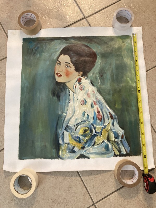 Hand Painted Replica Of Gustav Klimt’s “Portrait Of A Lady” Medium Canvas 22x24”