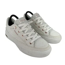 Skechers Arch Fit Arcade Meet Ya There Shoes Womens Size 9.5 White Vegan Casual