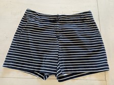 Crown  Ivy Striped Navy White Women's Cotton Shorts 6 Preppy Flat Front