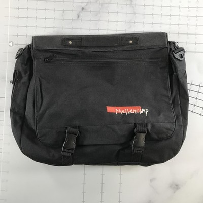 John Cougar Mellencamp Messenger Bag Mens Large Black Canvas Crossbody Pockets